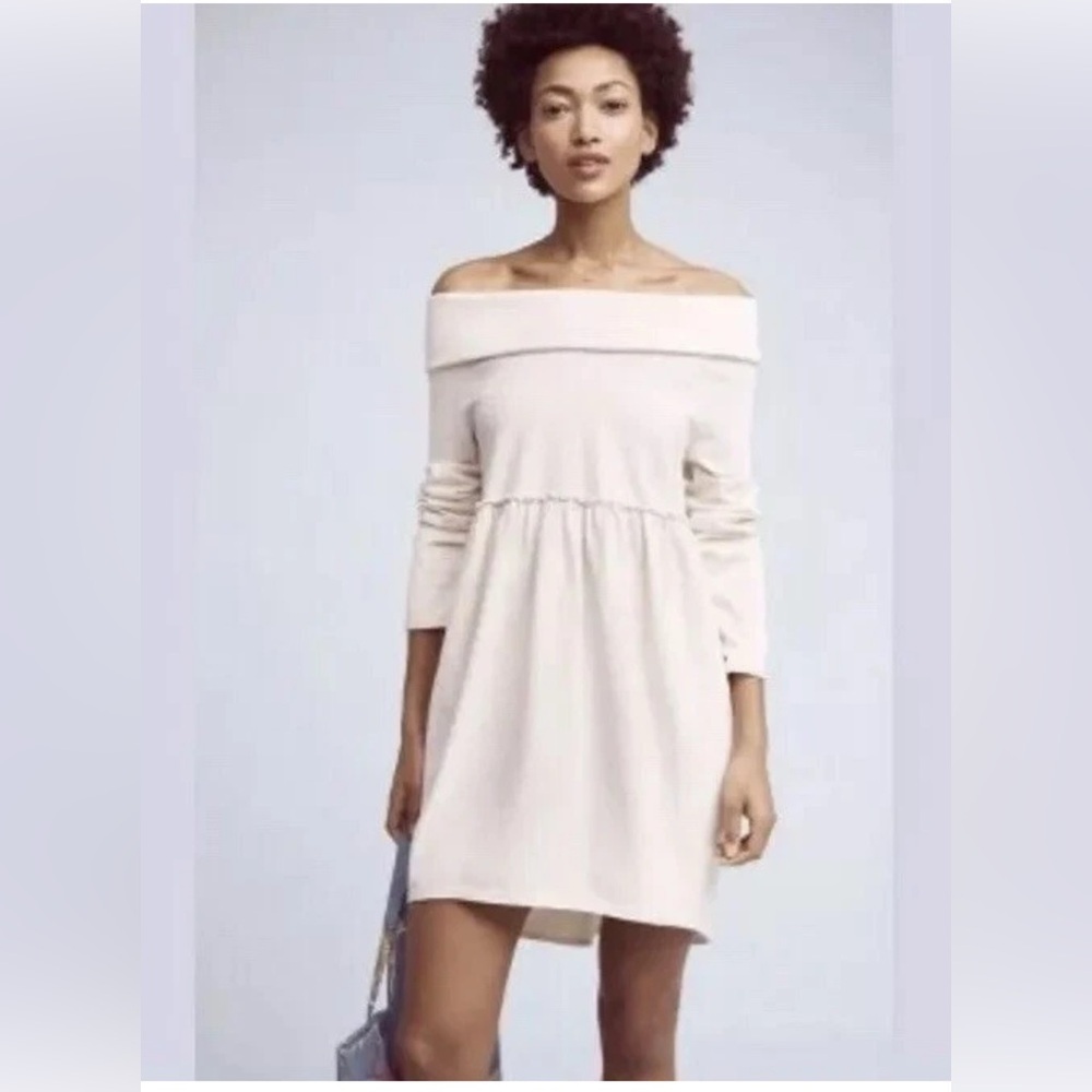 Anthropologie SATURDAY SUNDAY Dress Off The Shoulder Cocoon Ivory Cream Sz S
